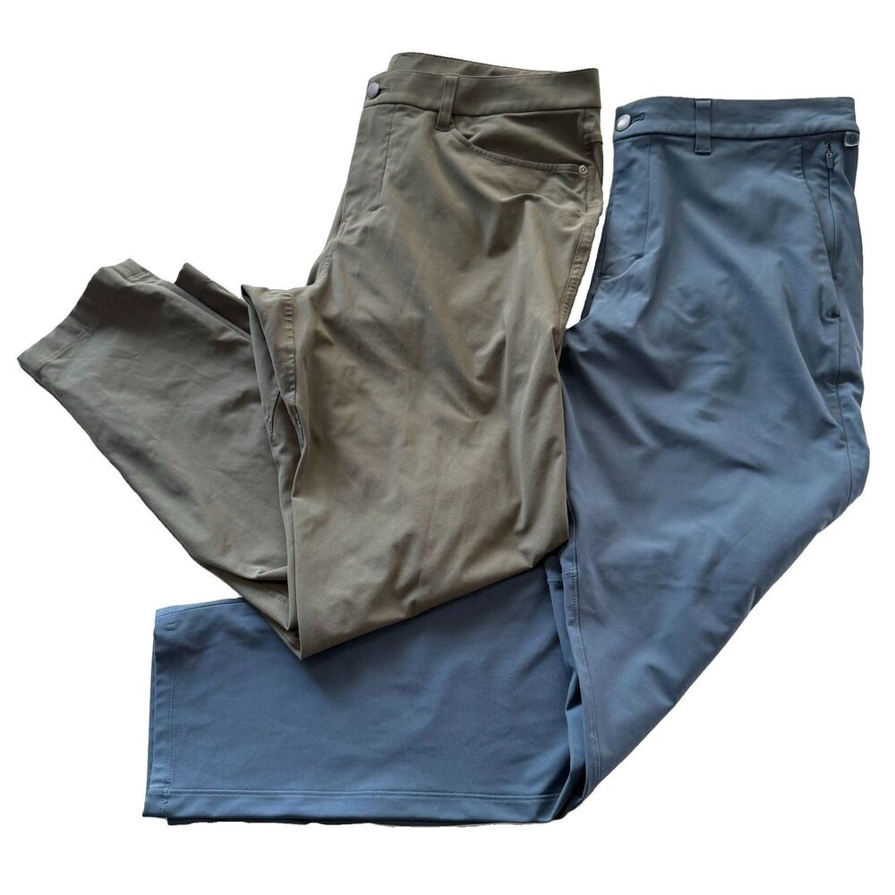 Lot of 2 Mens Lululemon ABC Pant Classic & Slim-Fit Warpstreme Green Blue 33x29